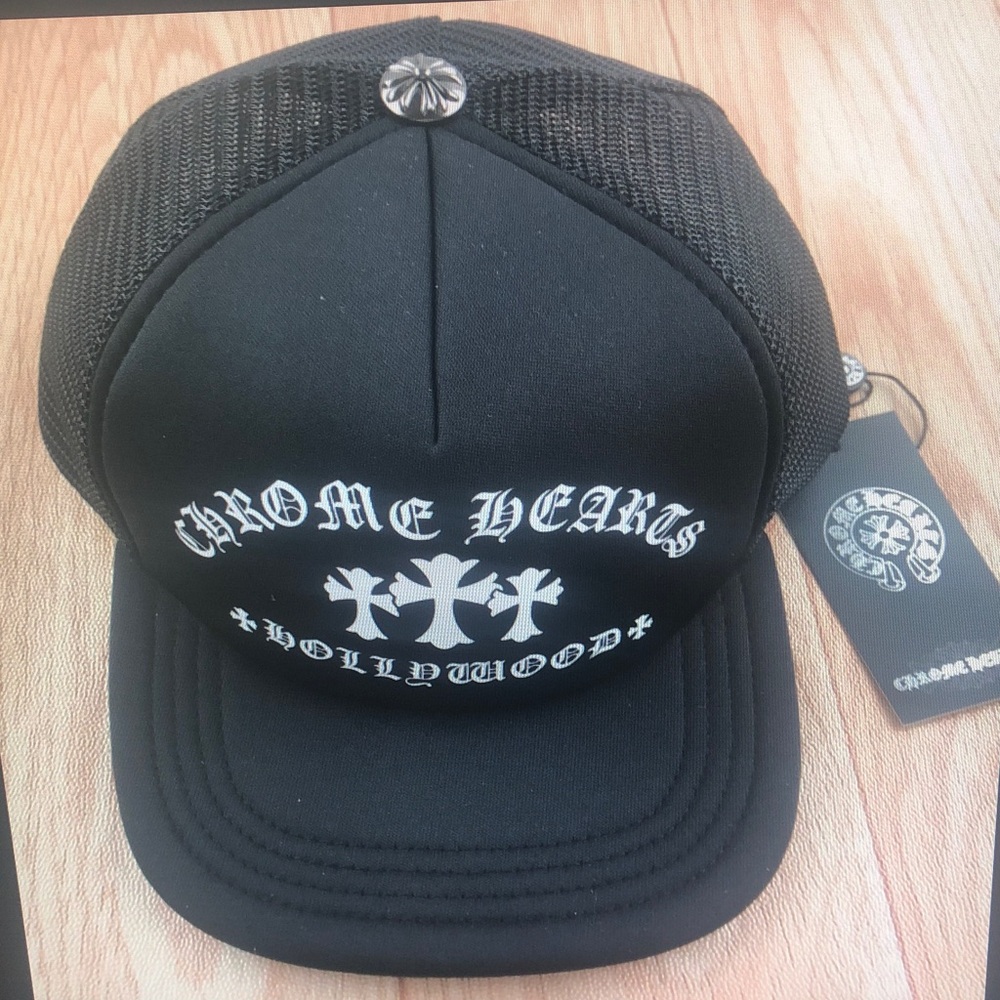 Chrome Hearts Black Mesh Hat with Silver Accents